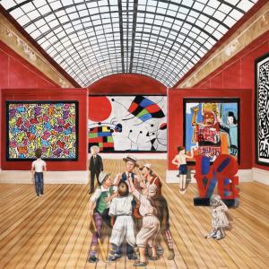GULLY 87-41-Keith, Andy, Jean-Michel and the children meet Basquiat, Haring, Miro and Indiana